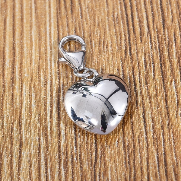 Platinum Overlay Sterling Silver Heart Charm