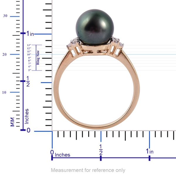 ILIANA 18K Y Gold Tahitian Pearl (Rnd 5.75 Ct), Diamond Ring 5.850 Ct.