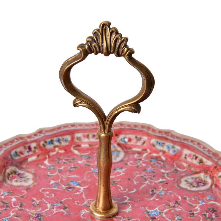 Hand Made Museum Collection - Bronze Stand with 3 Hand Painted Porcelain Plates (Size 43x13 Cm)