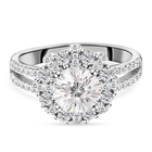 ELANZA Simulated Diamond Ring (Size N) in Rhodium Overlay Sterling Silver