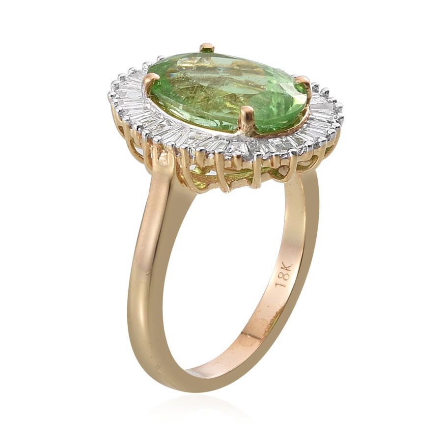 ILIANA 18K Y Gold Mint Green Paraiba Tourmaline (Ovl 4.85 Ct), Diamond Ring 5.400 Ct.
