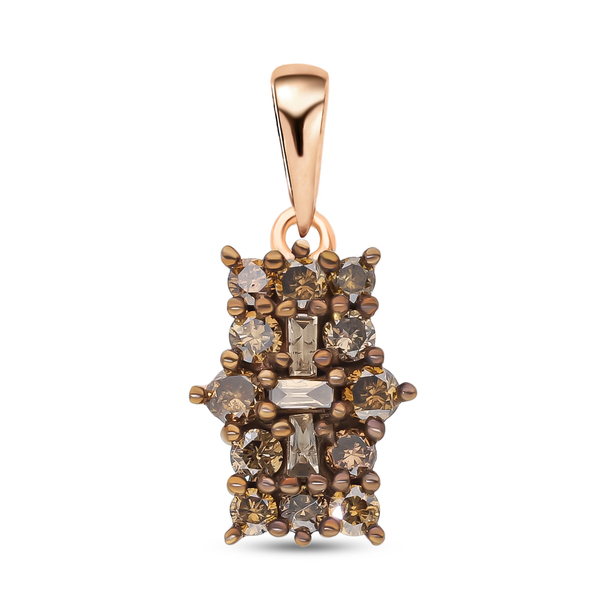 Natural Champagne Diamond Boat Pendant in Rose Gold Overlay Sterling Silver 0.50 Ct.