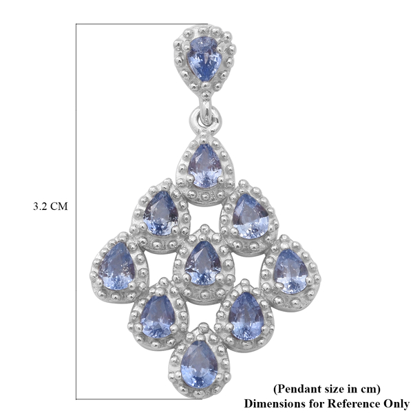 Ceylon Sapphire Pendant in Rhodium Overlay Sterling Silver 1.85 Ct.
