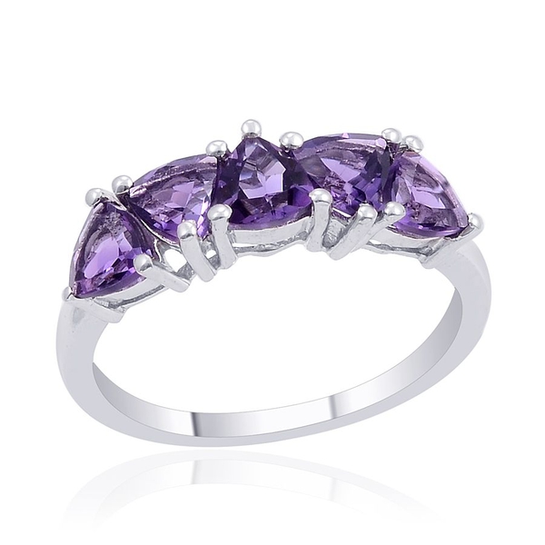 Uruguay Amethyst (Trl) 5 Stone Ring in Platinum Overlay Sterling Silver 2.000 Ct.
