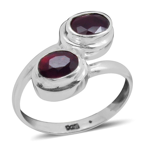Royal Bali Collection African Ruby (Ovl) Adjustable Ring in Sterling Silver 2.010 Ct.