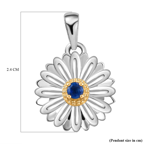 Masoala Sapphire (FF) Floral Pendant in Platinum and Yellow Gold Overlay Sterling Silver