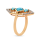 Arizona Sleeping Beauty Turquoise and Natural Cambodian Zircon Ring in Yellow Gold Overlay Sterling Silver 1.08 Ct.