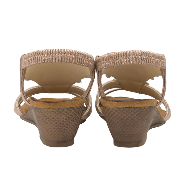 DUNLOP Gwen Floral Open Toe Sandals With Elasticated Sling-Back - Rose Gold