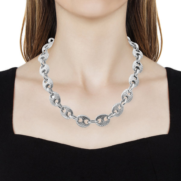 Limited Edition- Rhodium Overlay Sterling Silver Mariner Link Necklace (Size 20.5), Silver wt 58.59 Gms.