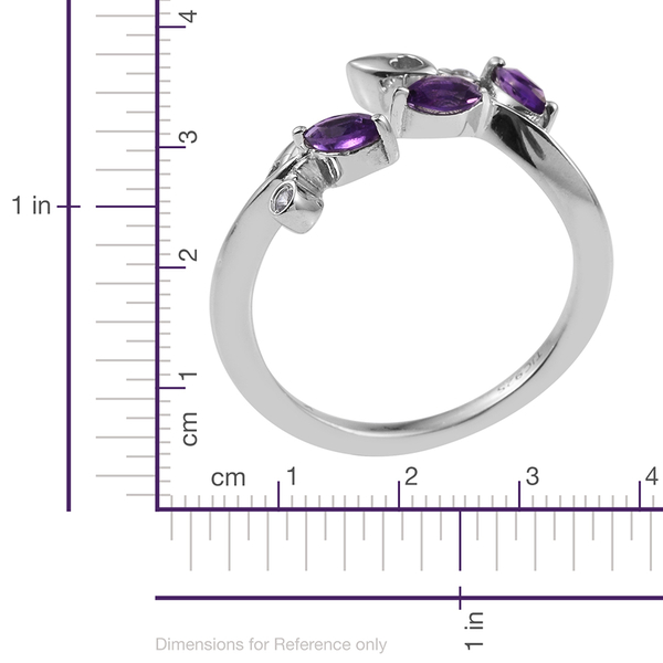 Kimberley Wild At Heart Collection Amethyst (Mrq), Natural Cambodian Zircon Ring in Platinum Overlay Sterling Silver