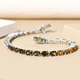 Close Out Rainbow Tourmaline Bracelet (Size - 7.5) in Platinum Overlay Sterling Silver 12.58 Ct, Silver Wt. 9.80 Gms