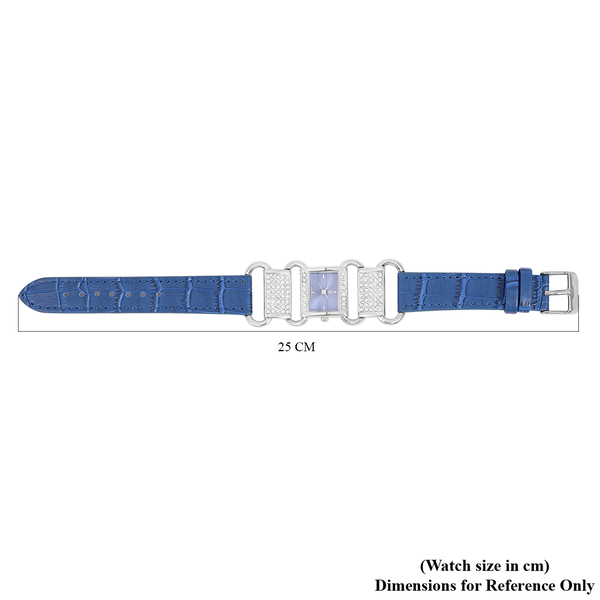 STRADA Japanese Movement Blue Dial Crystal Studded Water Resistant Watch with Blue Colour Strap