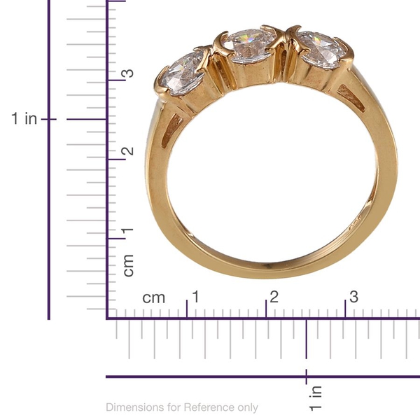 Lustro Stella - 14K Gold Overlay Sterling Silver (Rnd) Trilogy Ring Made with Finest CZ 1.380 Ct.