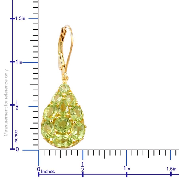 AA Hebei Peridot (Rnd) Lever Back Earrings in Yellow Gold Overlay Sterling Silver 6.500 Ct.