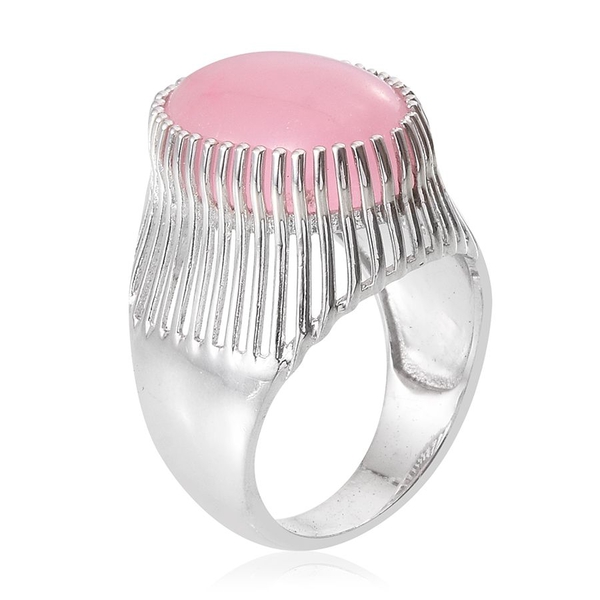 Pink Jade (Ovl) Ring in Platinum Overlay Sterling Silver 14.000 Ct.