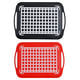 Set of 2 Rectangular Non Skid Rubber Grip Serving Tray (Size 45x32 Cm) - Black & Red