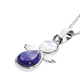 Lapis Lazuli Little Angel Enamelled Pendant with Chain (Size 20) in Stainless Steel 3.50 Ct.