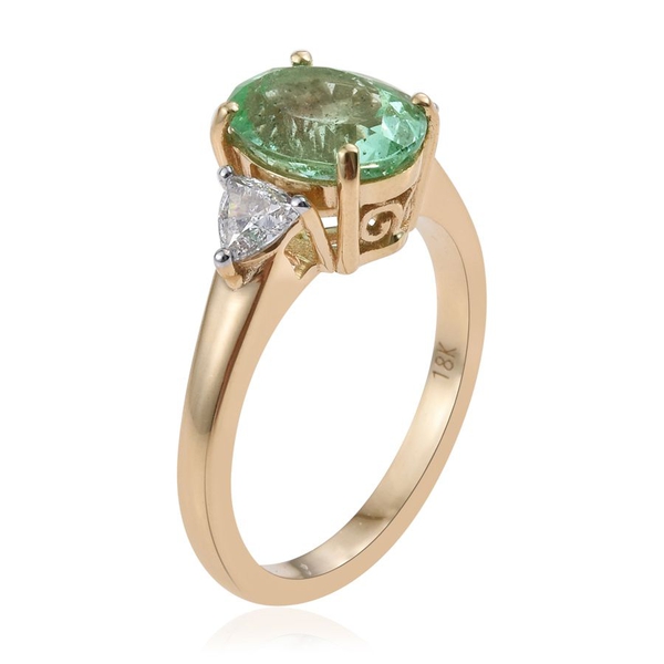 ILIANA 18K Y Gold Boyaca Colombian Emerald (Ovl 2.15 Ct), Diamond (SI-G-H) Ring 2.500 Ct.