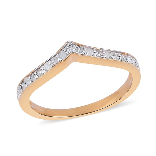 Diamond (Rnd) Wishbone Ring in Yellow Gold Overlay Sterling Silver 0.250 Ct.