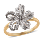 Diamond Lily Flower Ring (Size P) in 14K Gold Overlay Sterling Silver