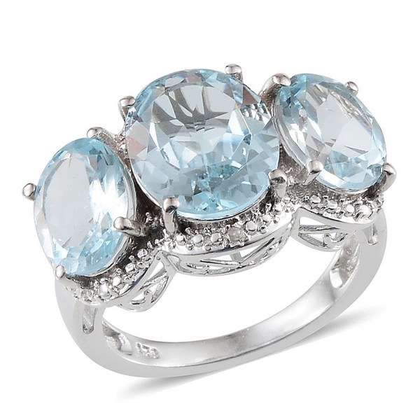 Sky Blue Topaz (Ovl 4.25 Ct), Diamond Ring in Platinum Overlay Sterling Silver 10.260 Ct.