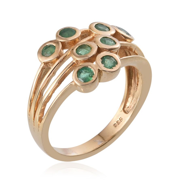 Kagem Zambian Emerald (Rnd) Ring in 14K Gold Overlay Sterling Silver 1.000 Ct.
