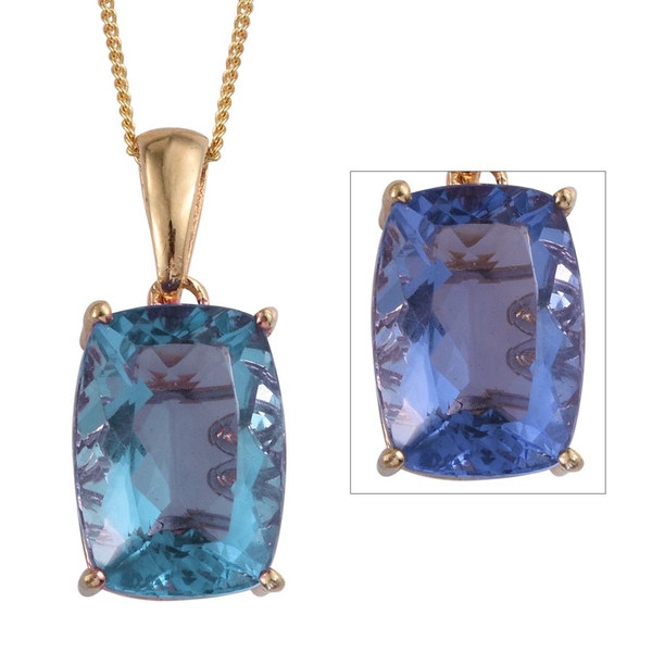 Colour Change Fluorite (Cush) Solitaire Pendant With Chain in 14K Gold Overlay Sterling Silver 7.500