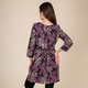 TAMSY Leaf Printed Plum Dress (Size XXL,24-26) - Black & Purple