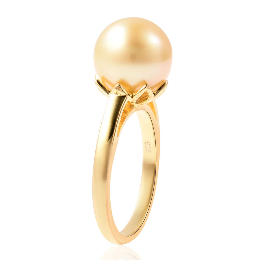 Galatea Pearl - Golden South Sea Momento Talking Pearl Ring in Yellow Gold Overlay Sterling Silver Galatea Pearl - Golden South Sea Momento Talking Pearl Ring in Yellow Gold Overlay Sterling Silver
