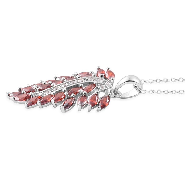 ELANZA AAA Simulated Garnet (Mrq), Simulated White Diamond Pendant With Chain in Rhodium Plated Sterling Silver
