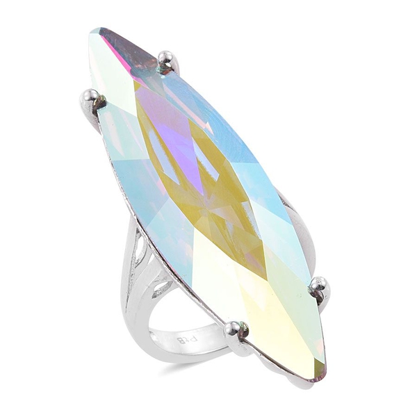 Lustro Stella  - AB Crystal (Mrq) Ring in ION Plated Platinum Bond