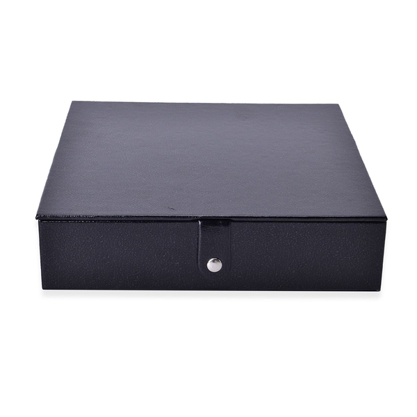 Black Leather Look Jewellery Box with AntiTarnish Velvet Lining  (Size 23x23x6 Cm)