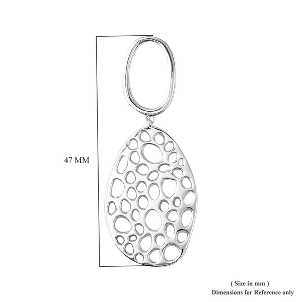 RACHEL GALLEY Rhodium Overlay Sterling Silver Lattice Drop Earrings (with Push Back), Silver wt 16.25 Gms.