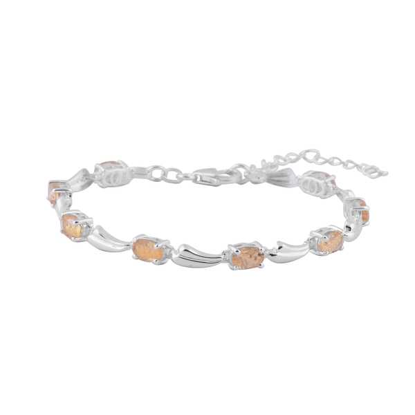 Citrine Bracelet (Size 6.5 with 2 inch Extender) with Lobster Clasp in Sterling Silver 3.36 Ct.