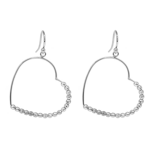 NY Close Out Deal - Rhodium Overlay Sterling Silver Heart Hook Earrings