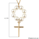 White Shell Pearl Cross Necklace ( Size 24) in Yellow Gold Tone