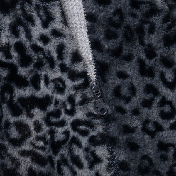 Super Soft Faux Fur Leopard Pattern Coat in Grey (Size M)