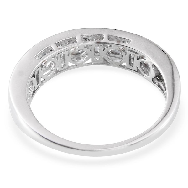 Espirito Santo Aquamarine (Rnd) Half Eternity Band Ring in Platinum Overlay Sterling Silver 1.500 Ct.