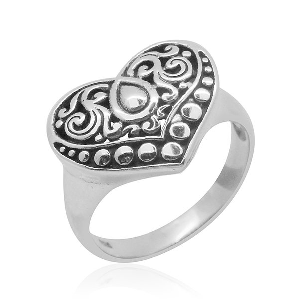 Royal Bali Collection Sterling Silver Heart Ring, Silver wt 4.10 Gms.