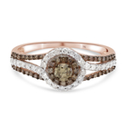 9K Rose Gold SGL Certified Natural Champagne Diamond (I3/ G-H) and White Diamond Ring (Size L) 1.00 Ct.
