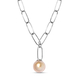 Designer Inspired - Golden South Sea Pearl Paperclip Necklace (Size - 20) with Lobster Clasp in Plat