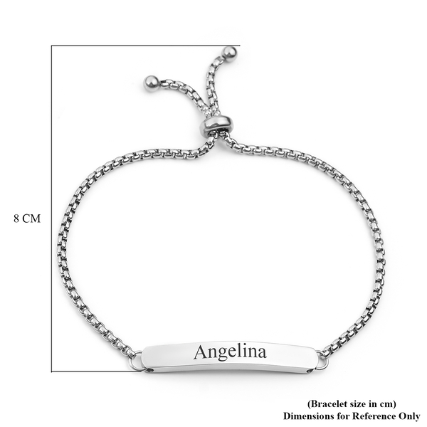 Personalised Engraved Bar Bolo Bracelet in Stainless Steel