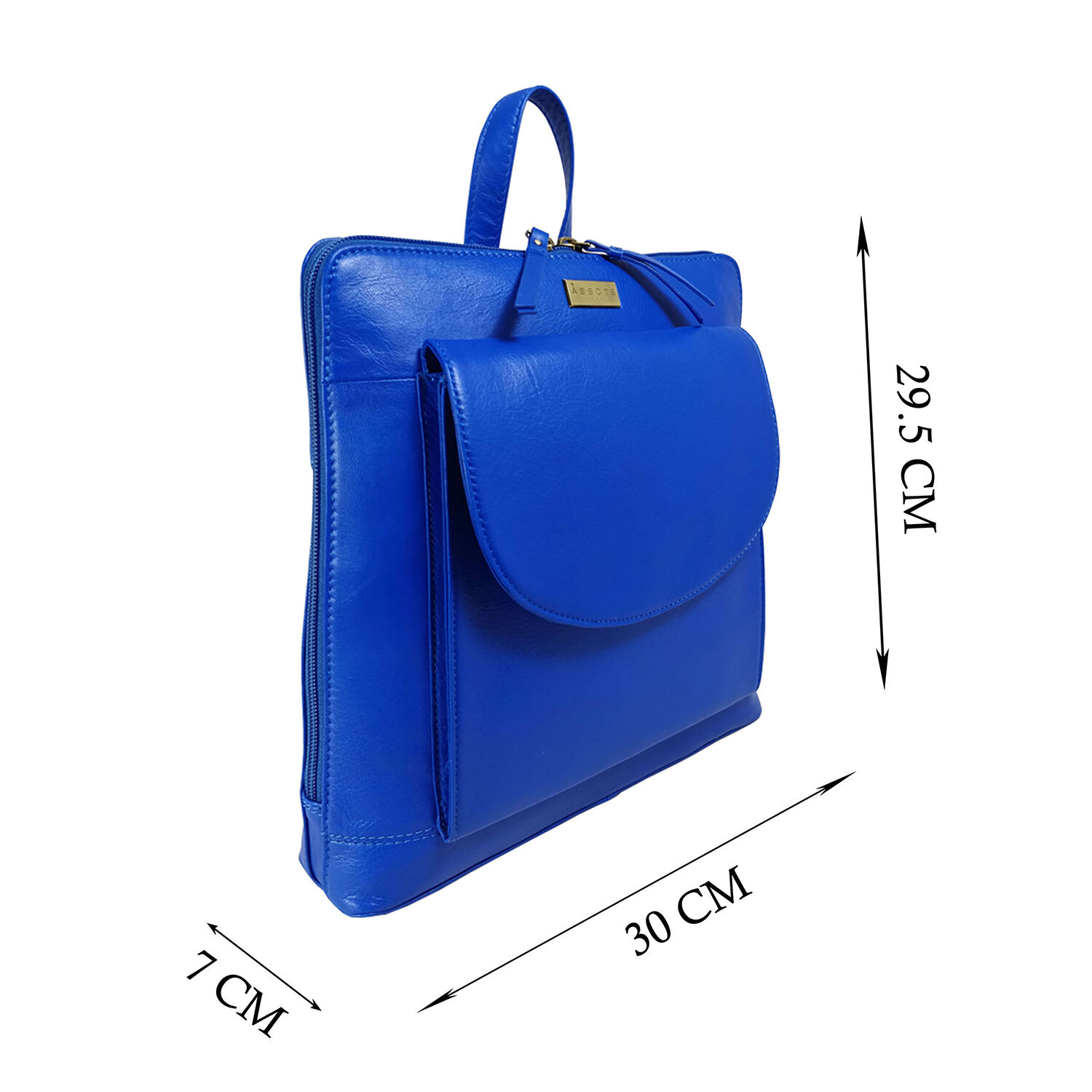 Assots London APPLE Two Way Zip Top Backpack in Cobalt Blue (Size 30x7x29.5 Cm)