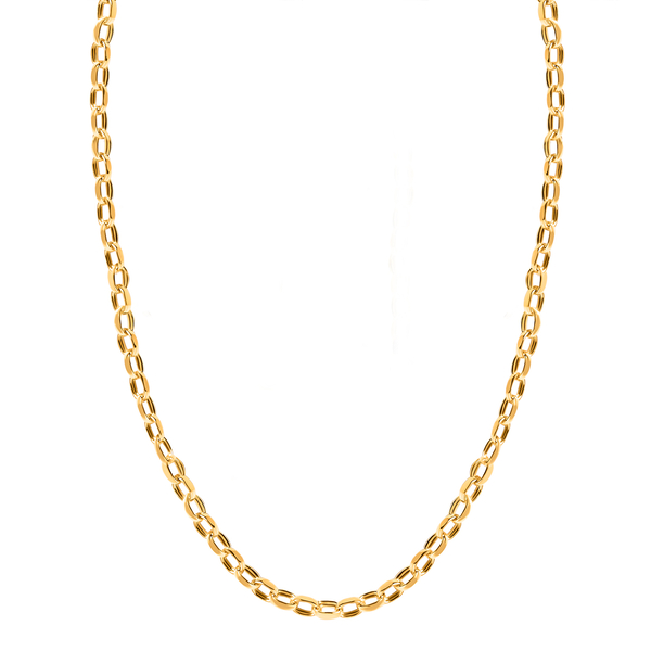 9K Yellow Gold Diamond Cut Box Belcher Necklace (Size - 20) with Spring Ring Clasp