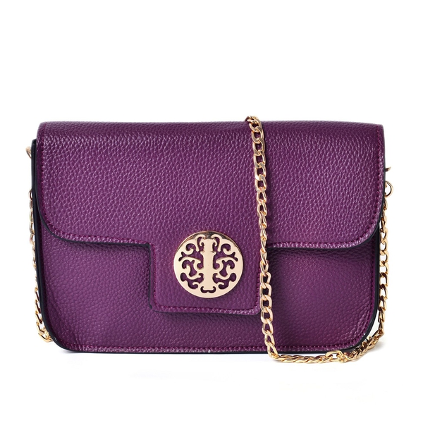 Purple Colour Crossbody Bag with Chain Strap (Size 21x14x4 Cm)