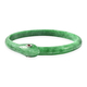 Carved Green Jade and Mozambique Garnet Snake Bangle (Size 7.5) in Rhodium Overlay Sterling Silver 108.85 Ct.