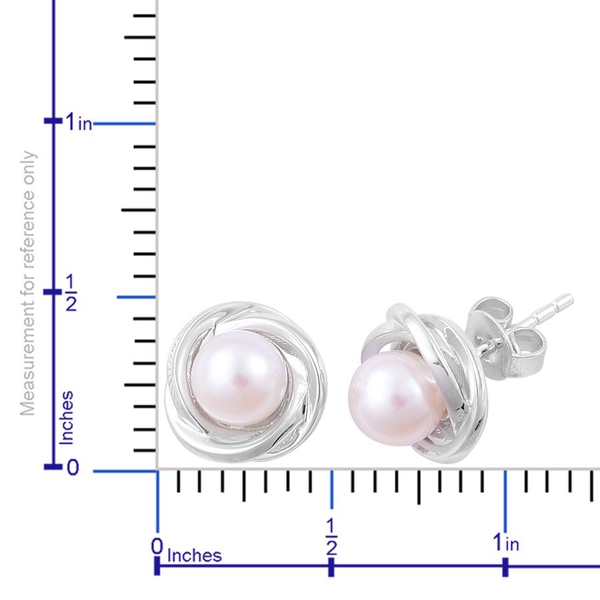 Japanese Akoya Pearl (Rnd) Stud Earrings (with Push Back) in Platinum Overlay Sterling Silver 3.250 Ct.