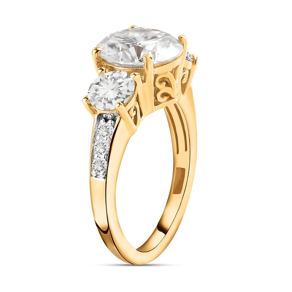 Moissanite Ring in 14K Gold Overlay Sterling Silver 3.39 Ct.