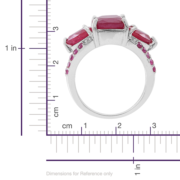African Ruby (Cush 4.50 Ct), Ruby Ring in Rhodium Plated Sterling Silver 8.000 Ct.