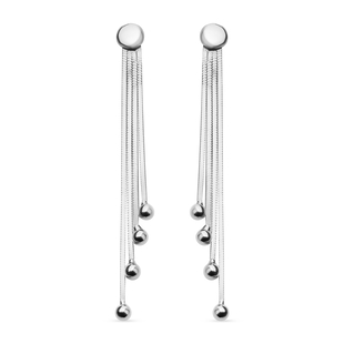 NY Close Out Deal - Rhodium Overlay Sterling Silver Dangling Earrings (with Push Back)